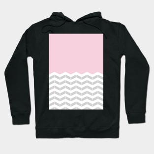 Grey, White & Pink Half Chevron Hoodie